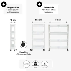 Resserre extensible 4 niveaux, Blanc