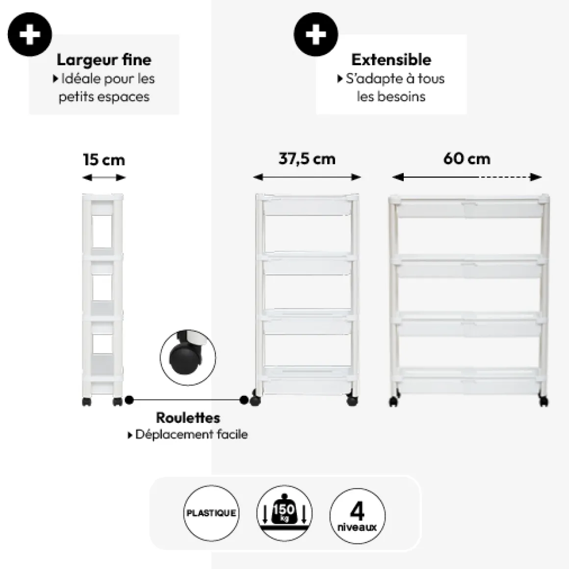 Resserre extensible 4 niveaux, Blanc
