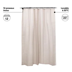 Rideau de douche 180x200cm, Beige naturel