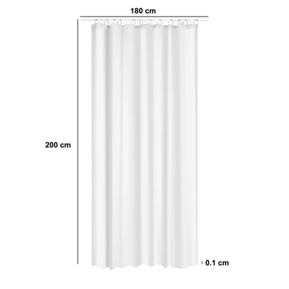 Rideau de douche 180x200cm, Blanc