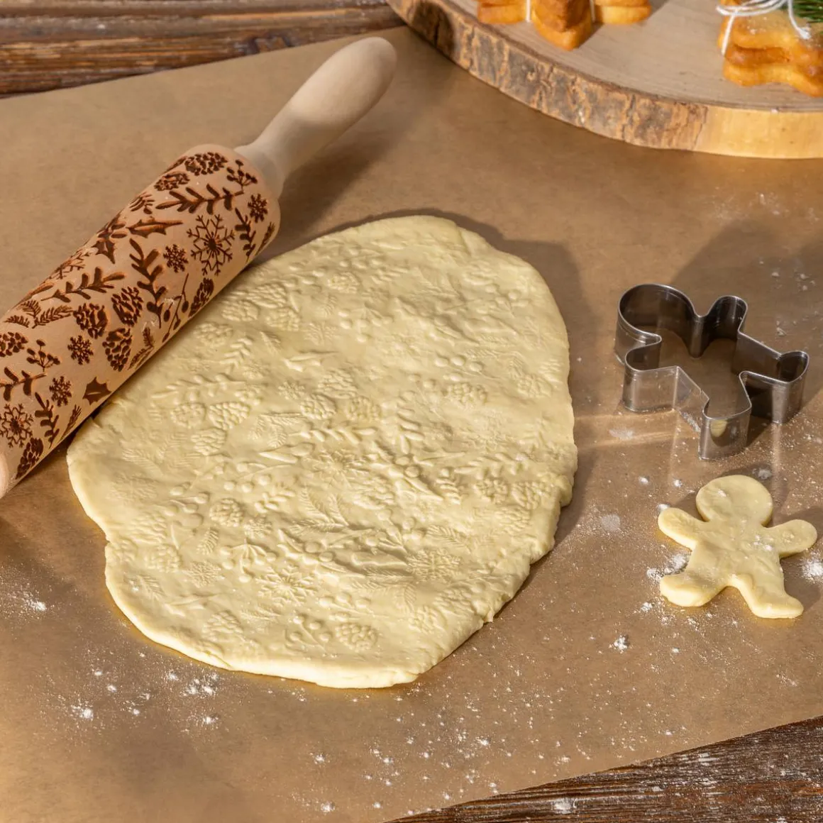 Rouleau à patisserie, L.35,5 cm, Beige
