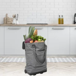 Sac de shopping avec 2 roulettes, Gris