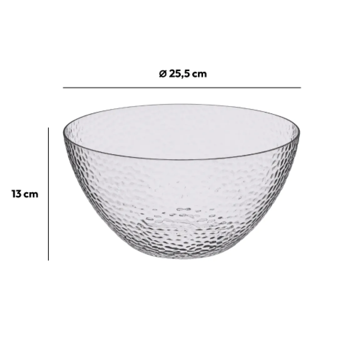 Saladier martelé D25 cm, Transparent
