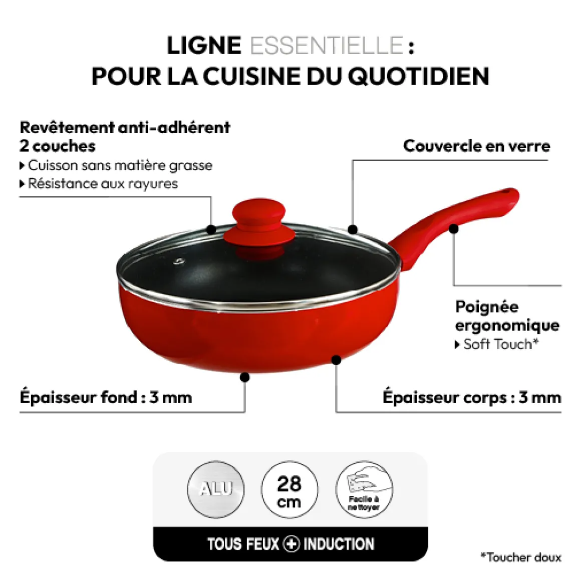 Sauteuse Aluminium, 28 cm