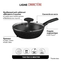 Sauteuse Aluminium forgé, 28 cm