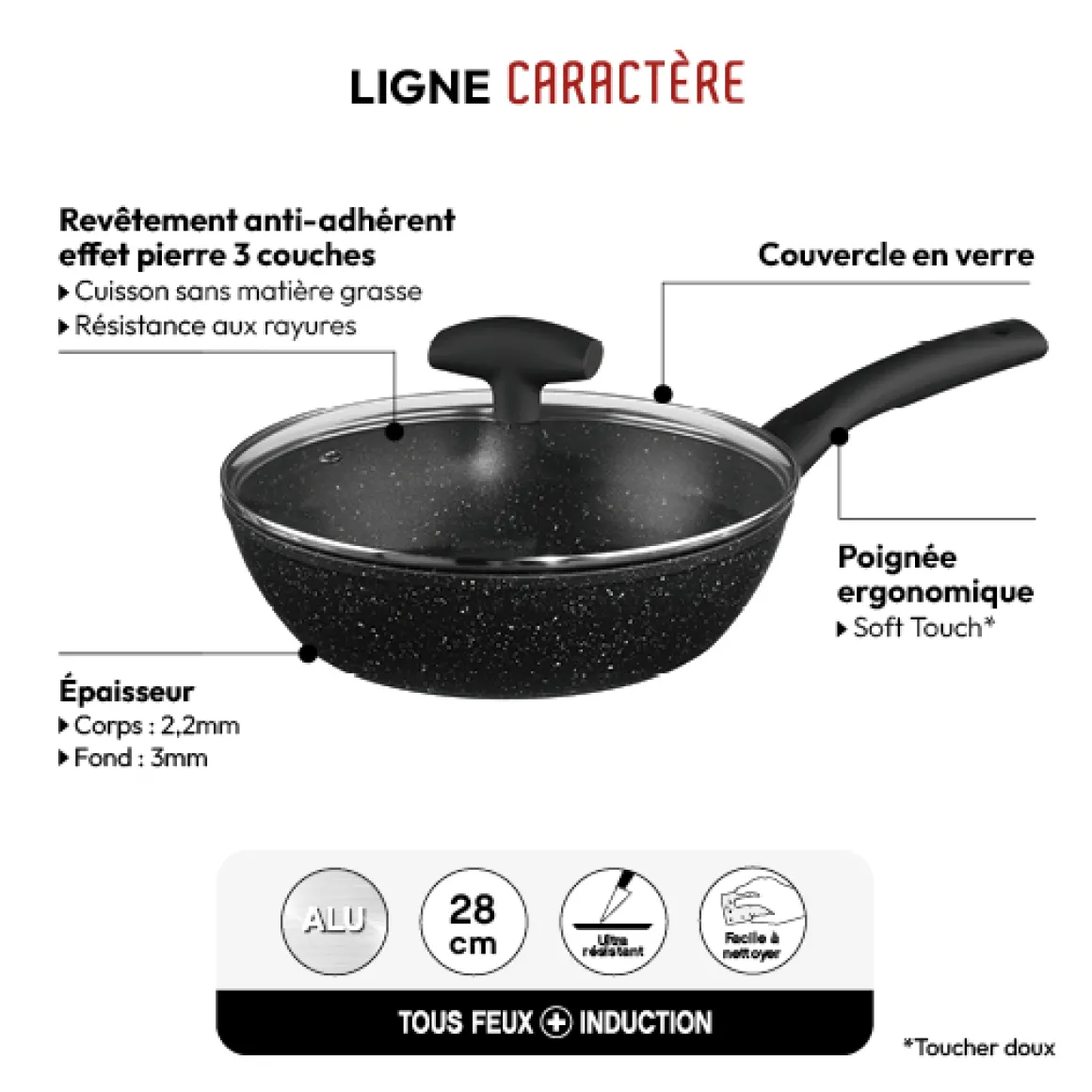 Sauteuse Aluminium forgé, 28 cm