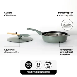 Sauteuse fonte d'aluminium vert, 28cm