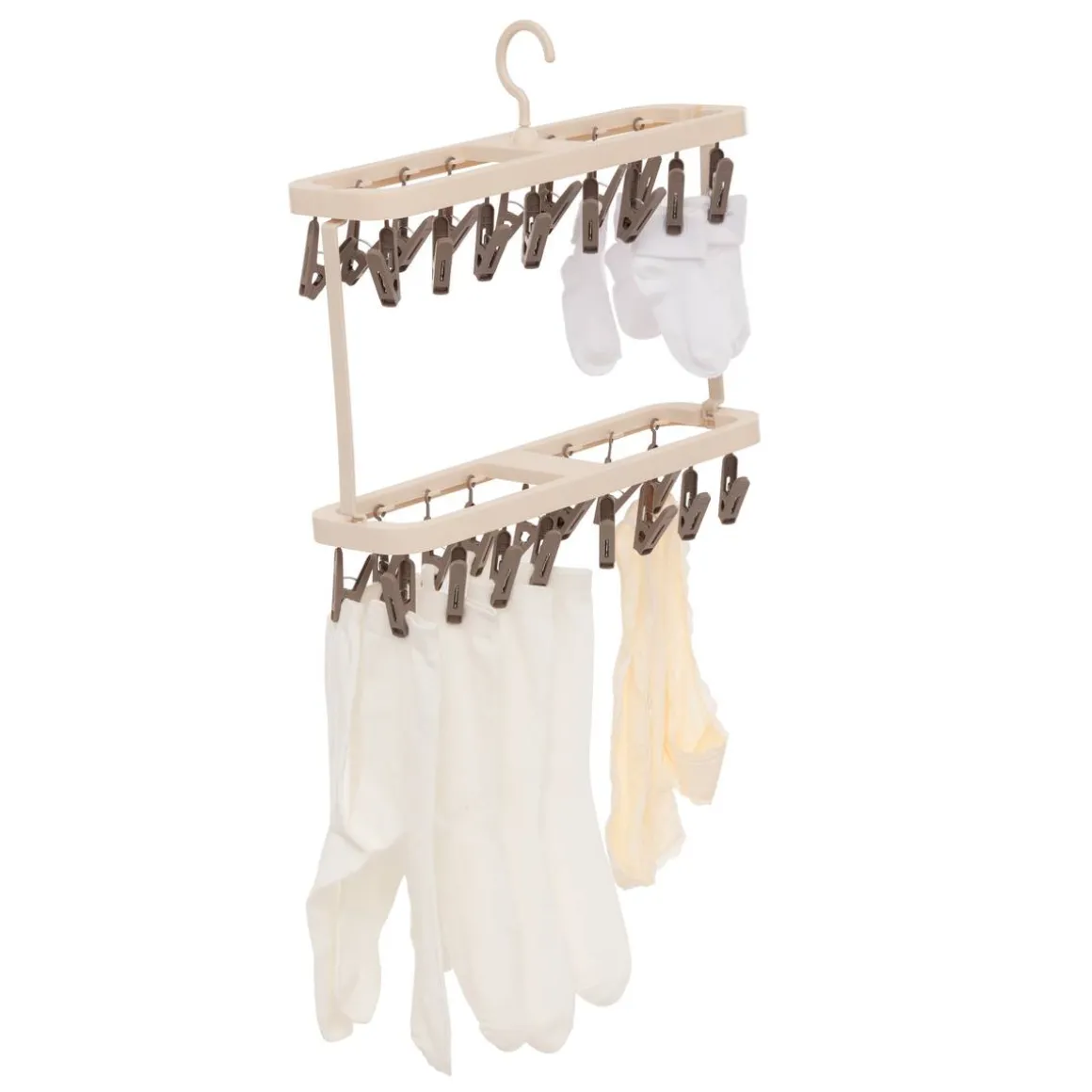 Séchoir double, 32 pinces, Beige