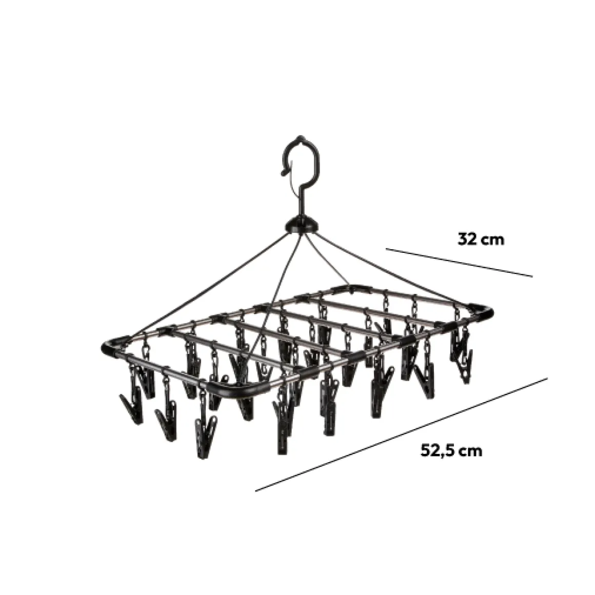Séchoir métal à accrocher, 32 pinces