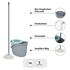 Seau essoreur et balai 15L