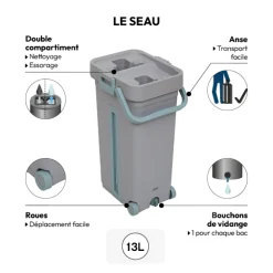 Seau essoreur et balai 2X6,5L