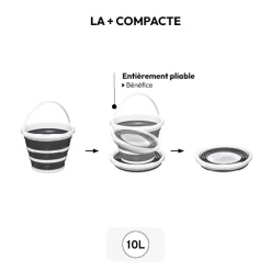 Seau pliable 10L - Blanc, gris