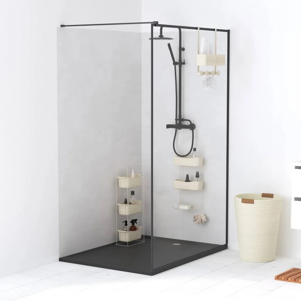 Serviteur de douche 4 crochets, Beige