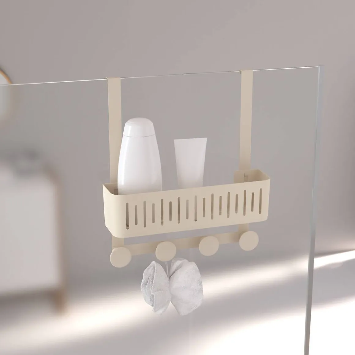 Serviteur de douche 4 crochets, Beige