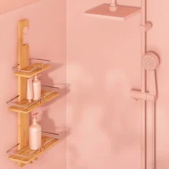 Serviteur de douche 3 niveaux, Métal bambou