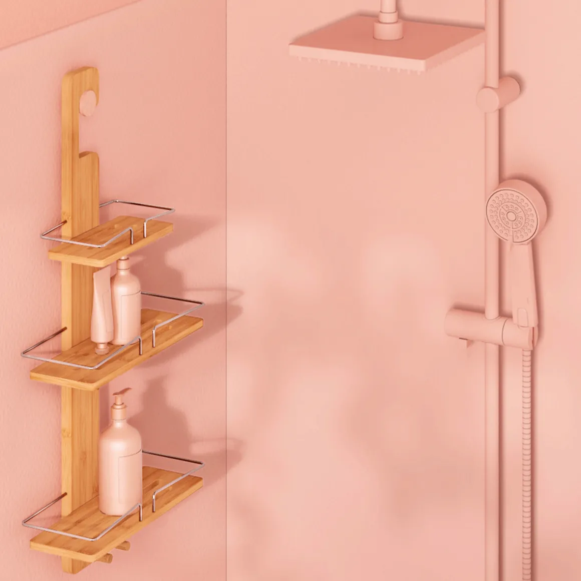 Serviteur de douche 3 niveaux, Métal bambou