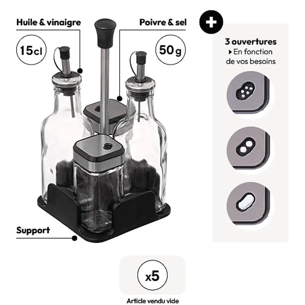 Set bouteille huille/vinaigre x4