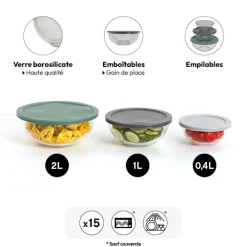 Set de 3 boîtes de conservation en verre