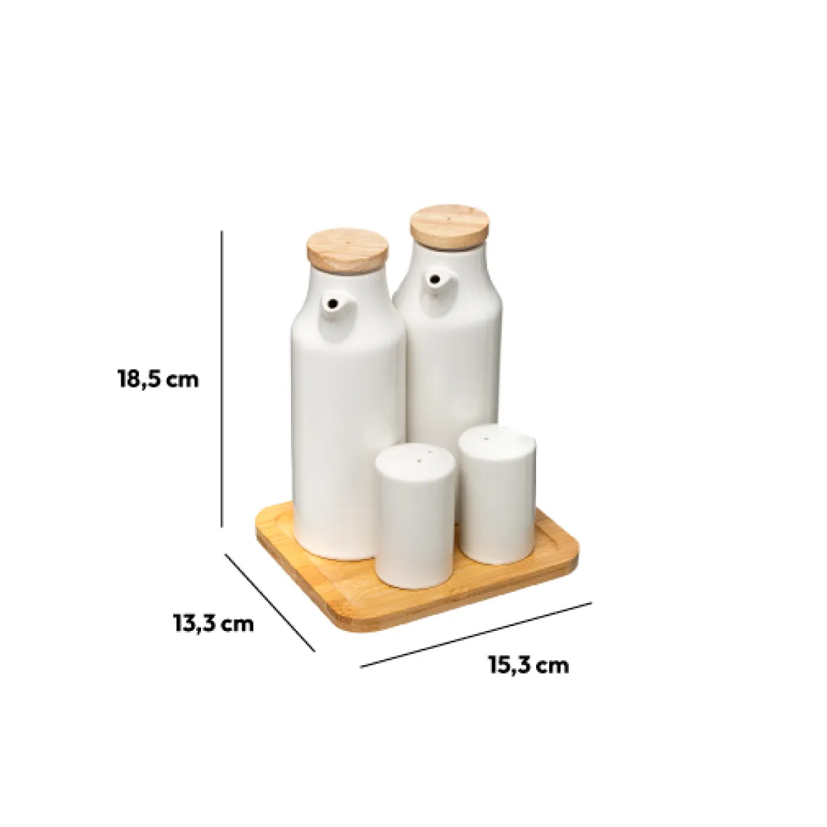 Set huile/vinaigre/poivre céramique, Blanc