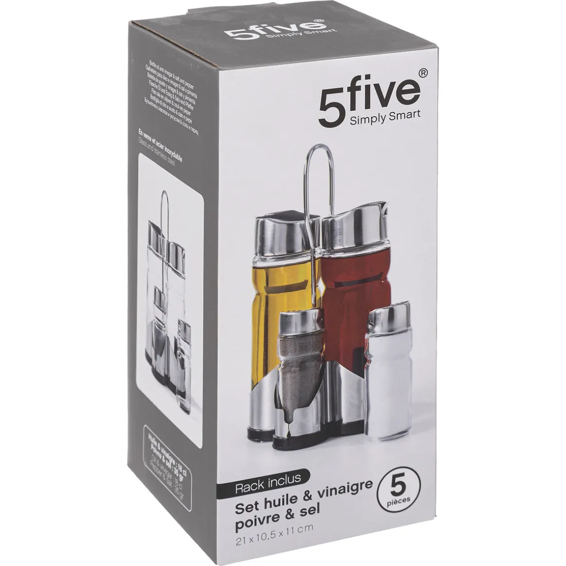 Set huile/vinaigre/poivre/sel, verre