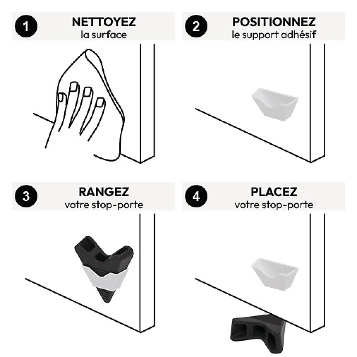 Stop porte avec support adhesif x2