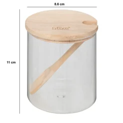 Sucrier en verre couvercle hévéa 0,4L