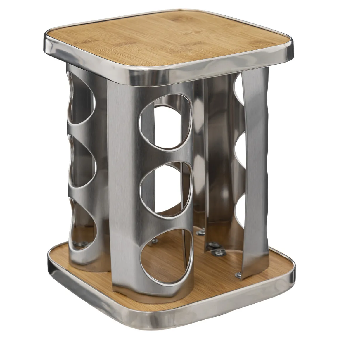 Support à épices x12 rotatif - Inox, Bambou