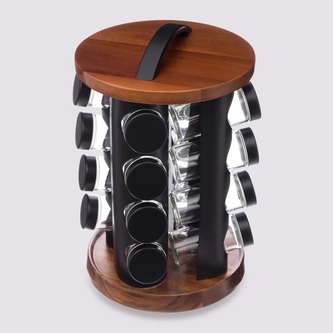 Support rotatif acacia 16 pots à épices