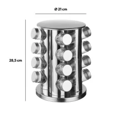 Support rotatif inox 16 pots à épices