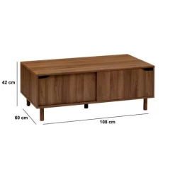 Table basse, 2 portes, Marron