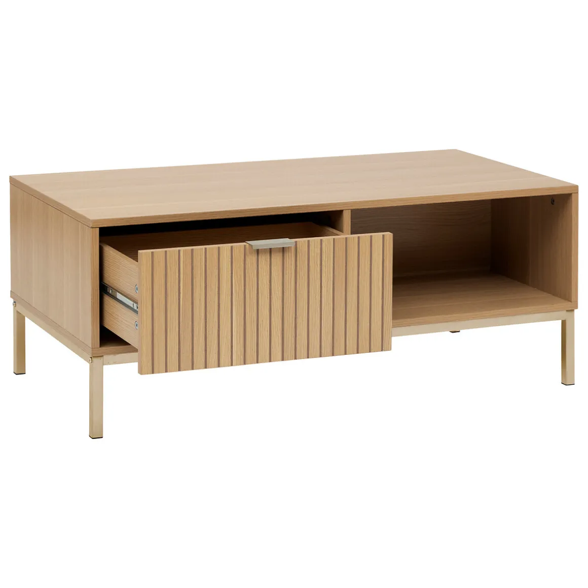 Table basse 1 tiroir, Effet bois naturel