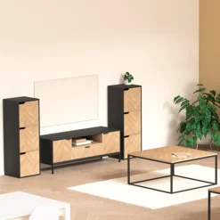 Table basse, Effet bois et noir