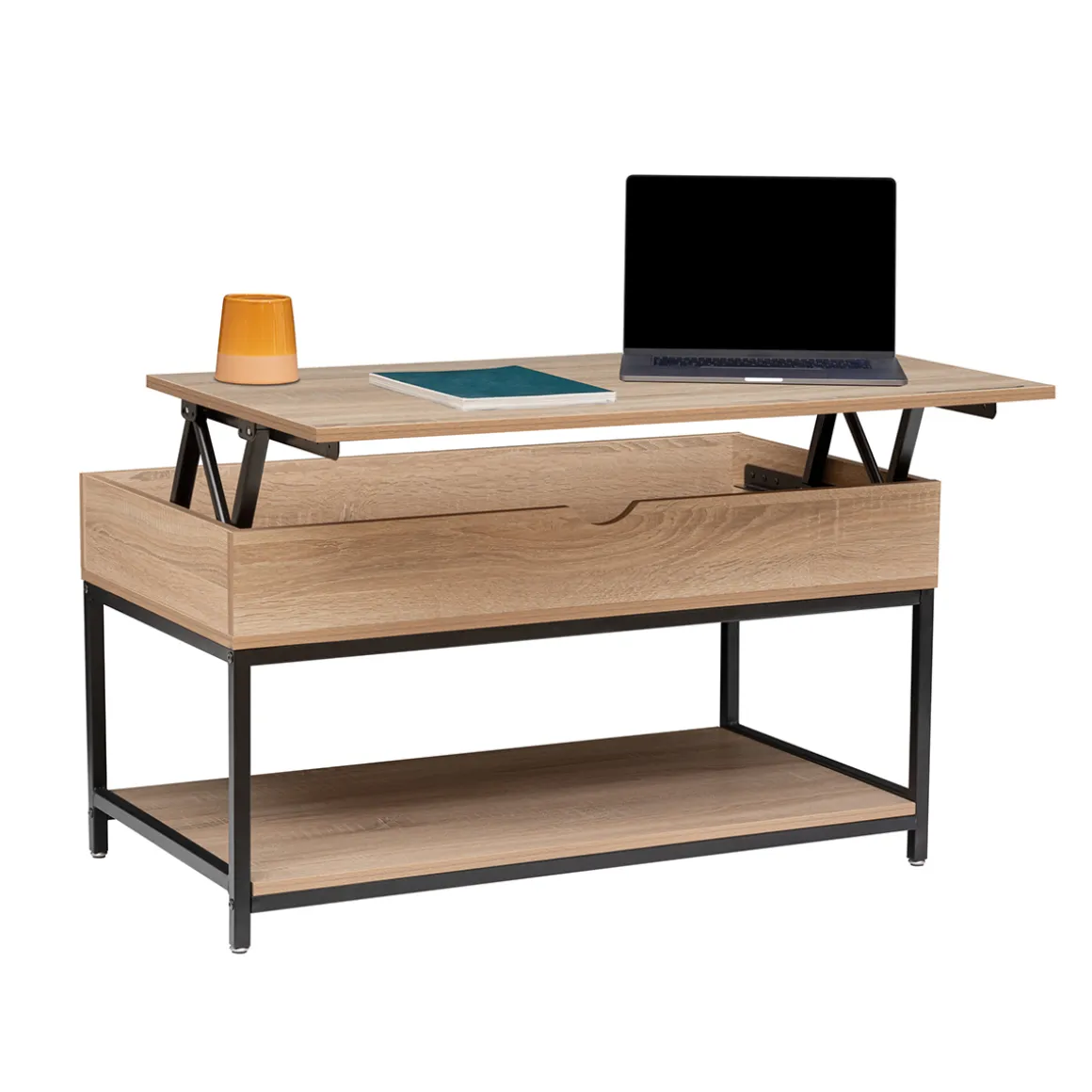 Table basse plateau relevable, Effet chêne naturel