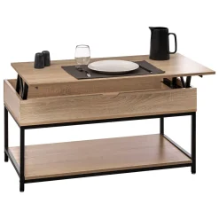 Table basse plateau relevable, Effet chêne naturel