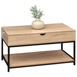 Table basse plateau relevable, Effet chêne naturel