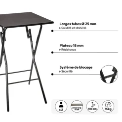 Table de bar et 2 chaises pliantes
