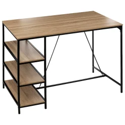 Table de bar et 4 tabourets, Effet chêne naturel