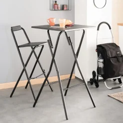 Table de bar pliante 2 places, Effet bois