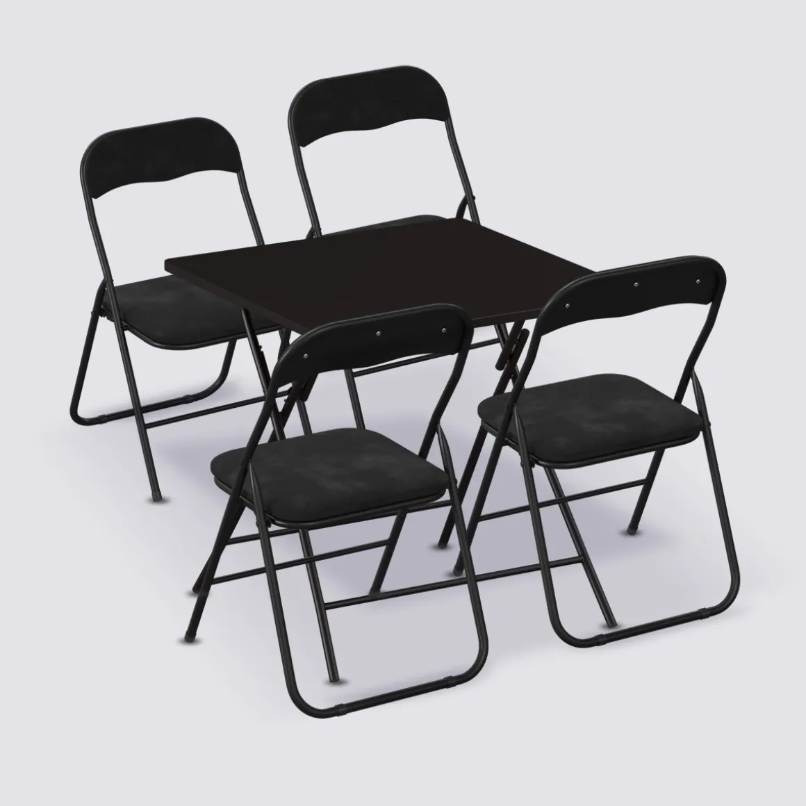 Table et 4 chaises pliantes en velours