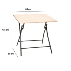 Table pliante 4 places, Effet bois