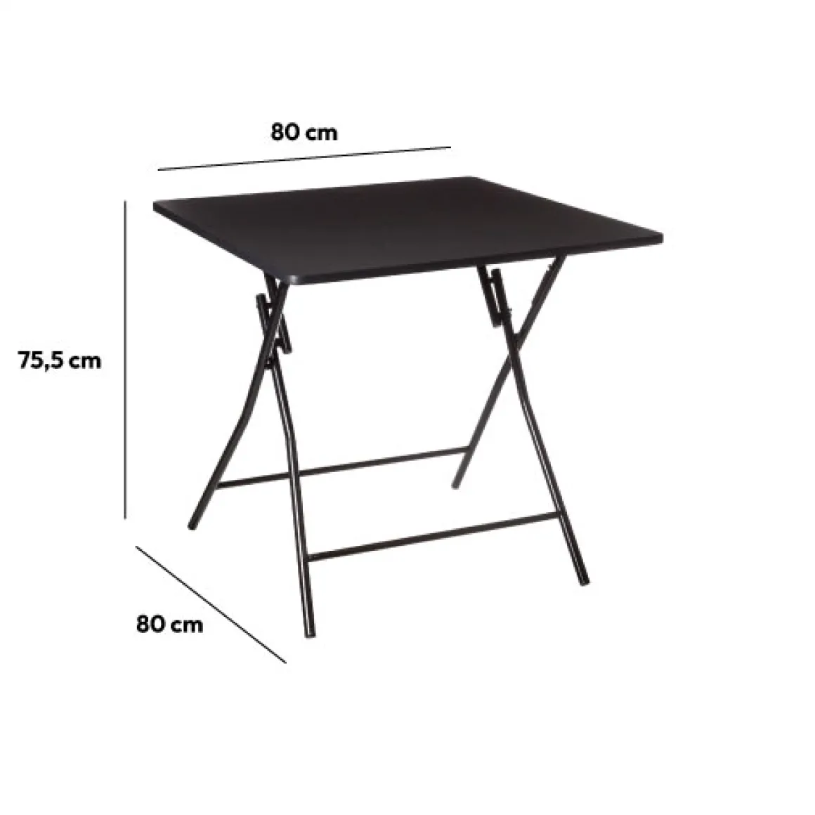 Table pliante 4 places, Noir