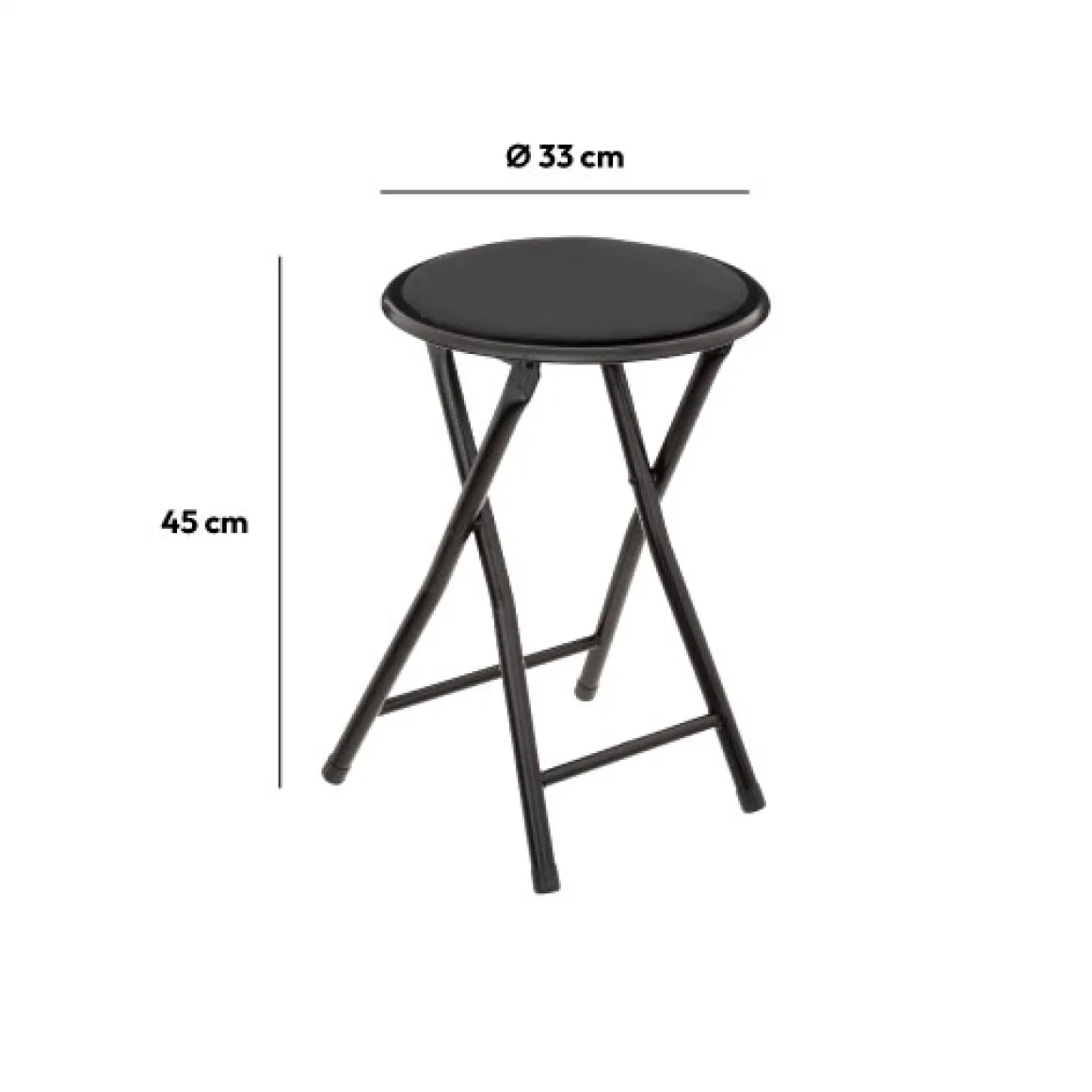 Tabouret pliant, Velours Noir