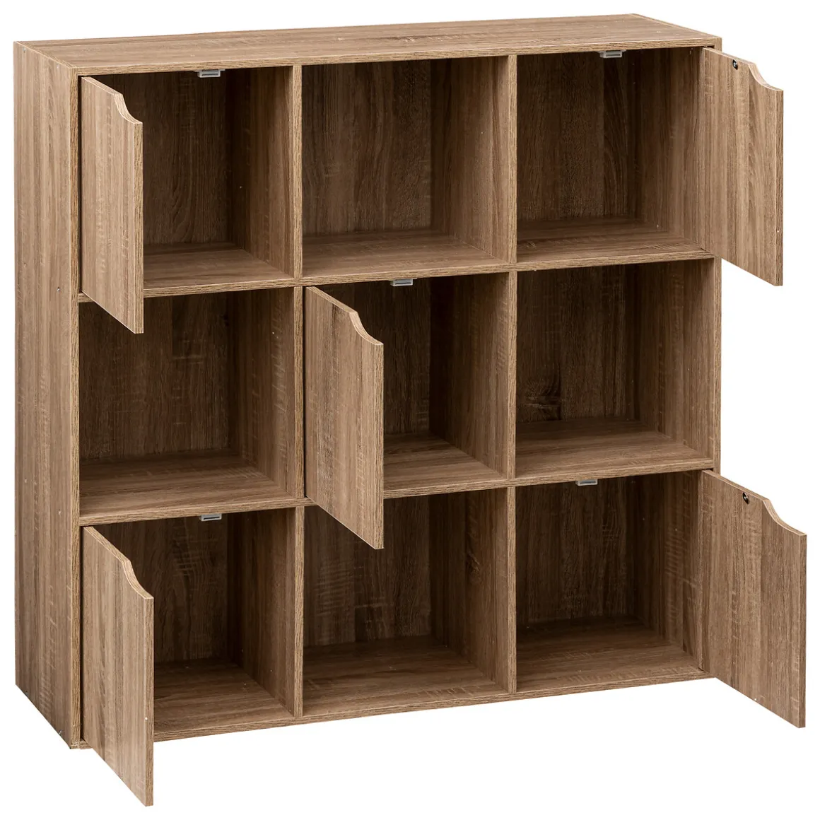 Étagère 9 cases avec 5 portes, Effet chêne naturel