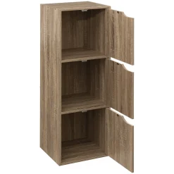 Étagère 3 cases avec portes, Effet chêne naturel