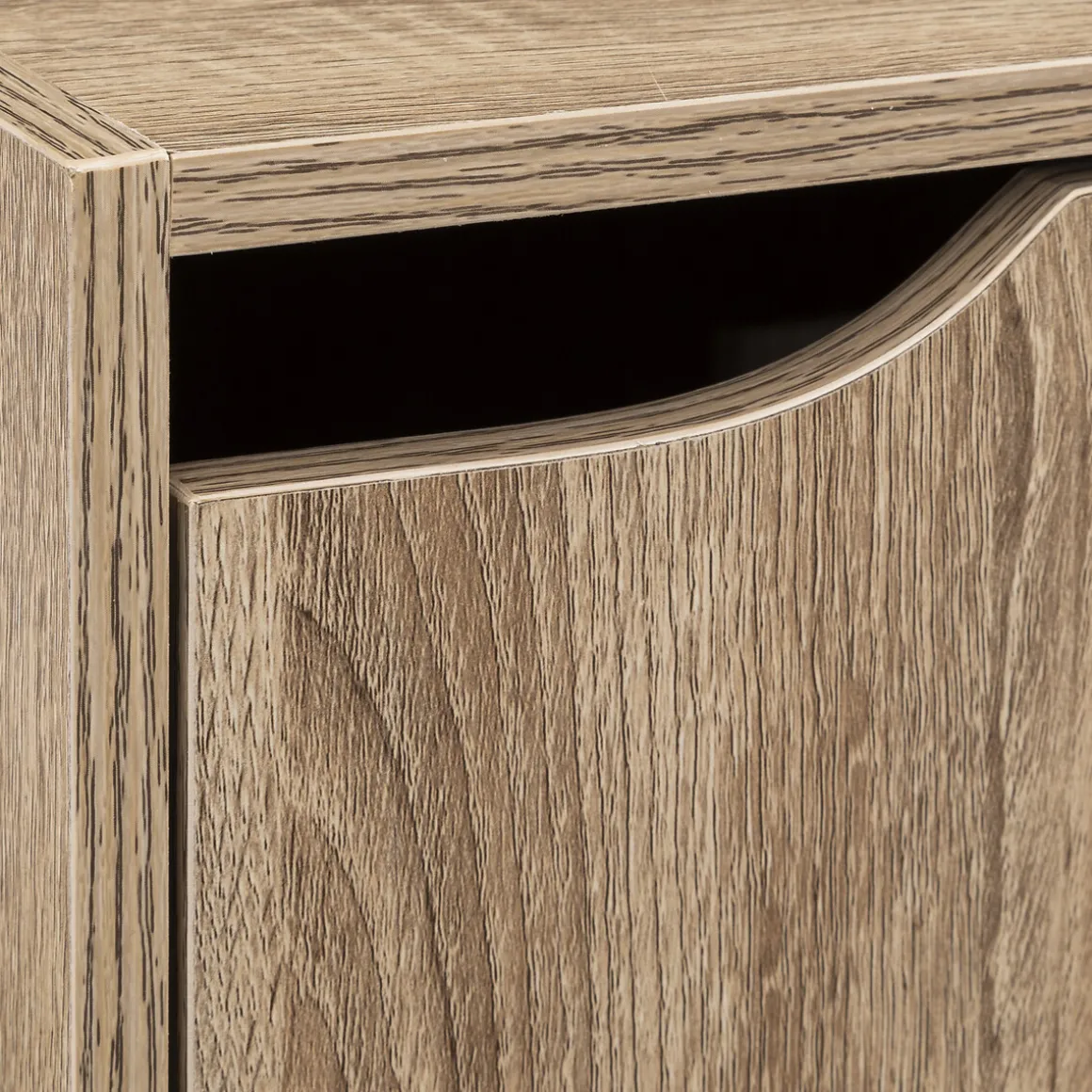Étagère 3 cases avec portes, Effet chêne naturel