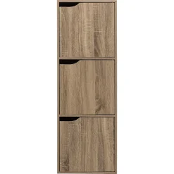 Étagère 3 cases avec portes, Effet chêne naturel