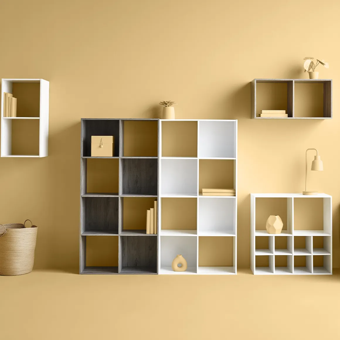 Étagère 8 cases, Effet chêne gris