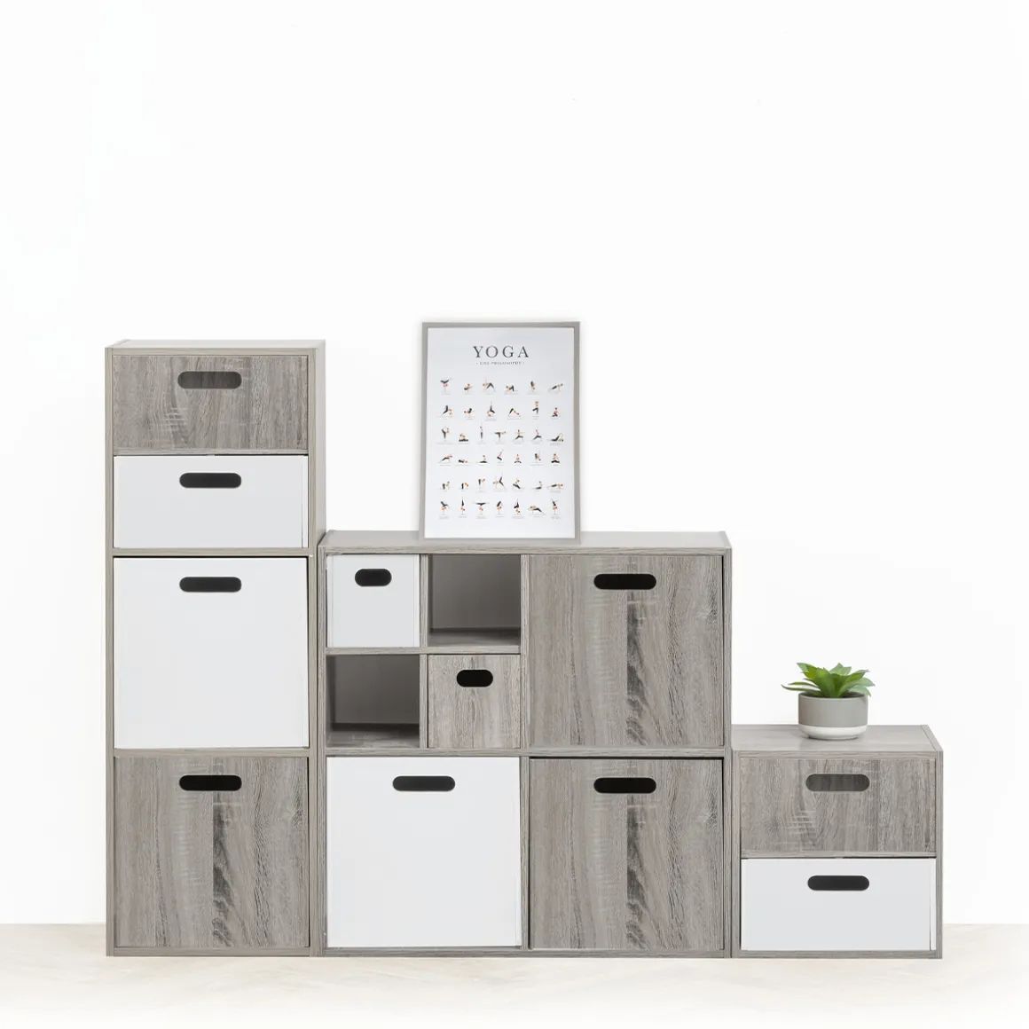 Étagère 4 cases, Effet chêne gris