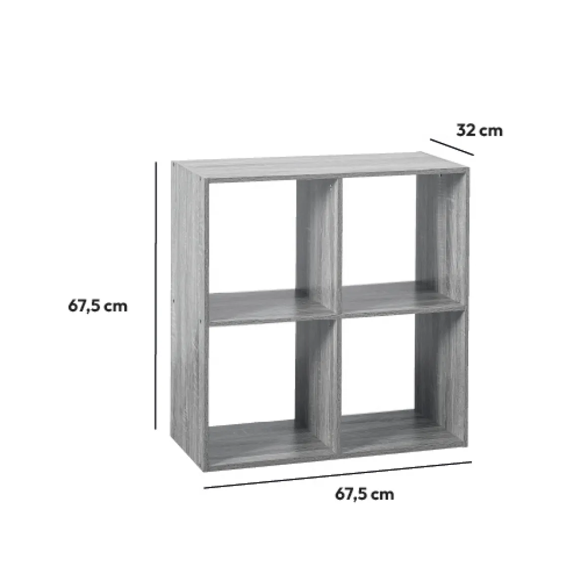 Étagère 4 cases, Effet chêne gris