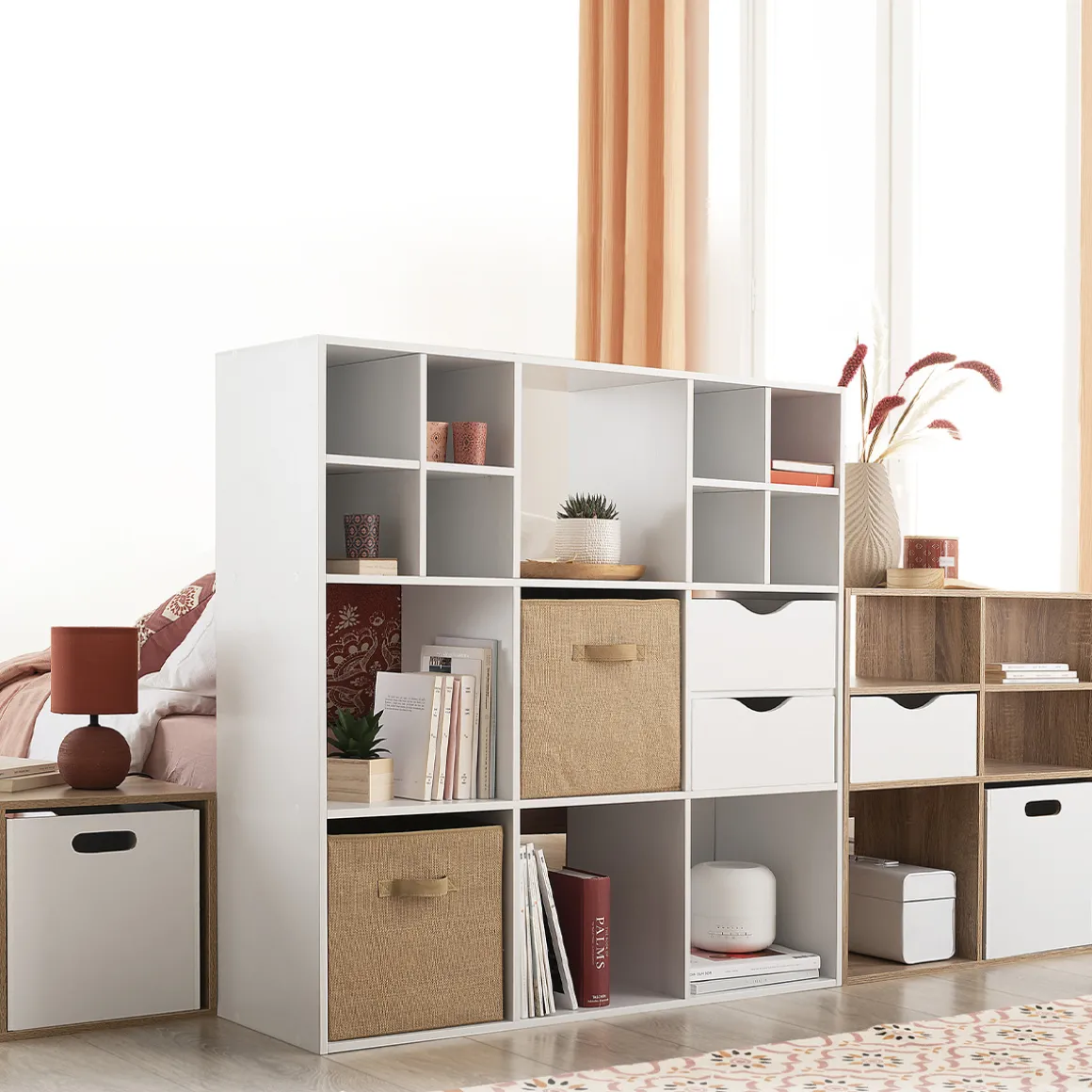 Étagère 9 cases, Effet chêne naturel
